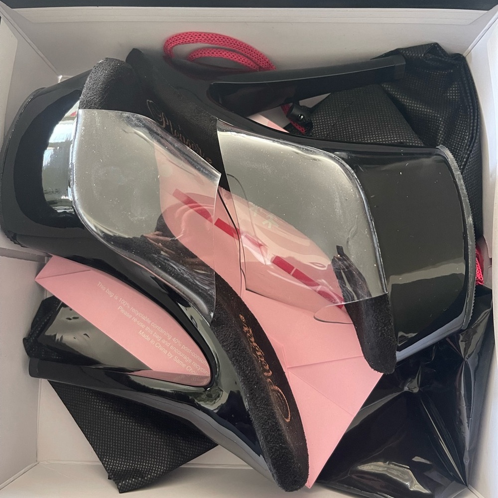 Pleaser Black and Clear Platform Heels